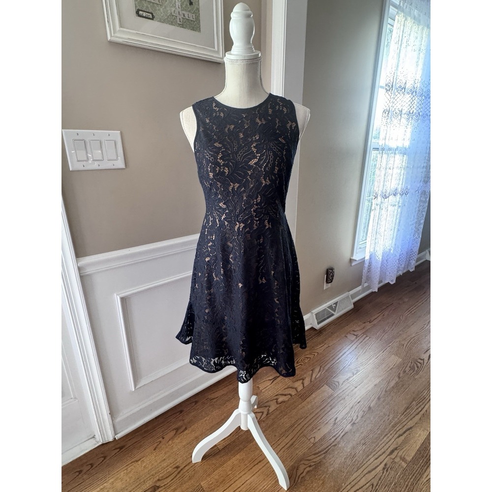 Banana Republic Navy Blue LaceSleeveles A-Line Dress, Size 2